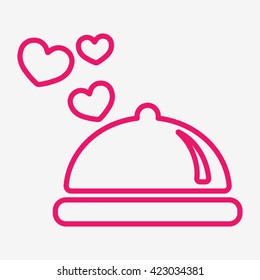 dining cook restaurant pink thin line icon