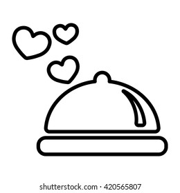 dining dish cook meal restaurant love heart thin line icon