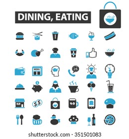 dining, eating, fast food, restaurant  icons, signs vector concept set for infographics, mobile, website, application 