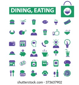 dining, eating, fast food, restaurant  icons, signs vector concept set for infographics, mobile, website, application
