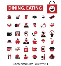 dining, eating, fast food, restaurant icons
