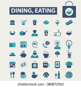 dining, eating, fast food, restaurant icons