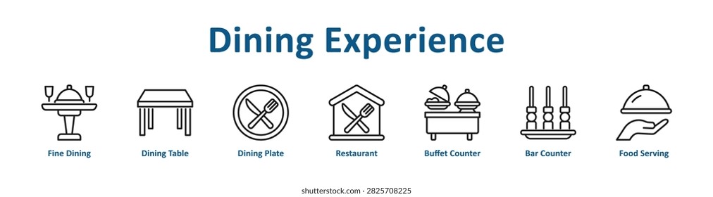 Dining Experience web icon banner with line art style