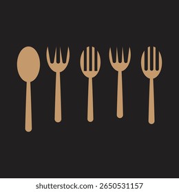 Dining Flatware Assortment, Spoon Plus Multiple Fork Types.
