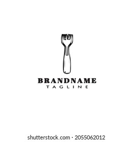 símbolo de la caricatura del logotipo del tenedor del comedor plantilla de diseño del icono negro ilustración del vector aislado
