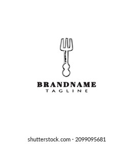 dining fork logo cartoon icon design template black modern isolated vector illustration