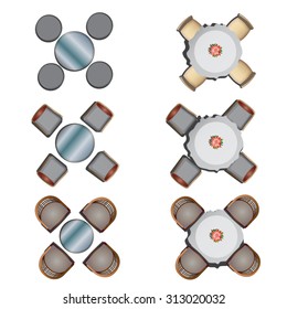 Dining furniture top view set 1 for interior, vector illustration