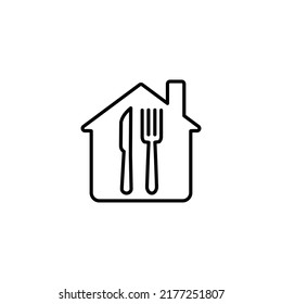 Dining hause. Business and Service. Food Center, Food Court, Cafeteria Service, Canteen or Restaurant Sign. Spoon, knif and fork vector icon. eps 10