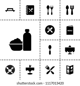 Dining icon. collection of 13 dining filled icons such as restaurant table, fork and spoon, table, spoon. editable dining icons for web and mobile.