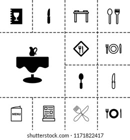 Dining icon. collection of 13 dining filled and outline icons such as spoon, knife, restaurant, menu. editable dining icons for web and mobile.