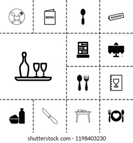 Dining icon. collection of 13 dining filled and outline icons such as restaurant table, spoon, menu, reserved. editable dining icons for web and mobile.