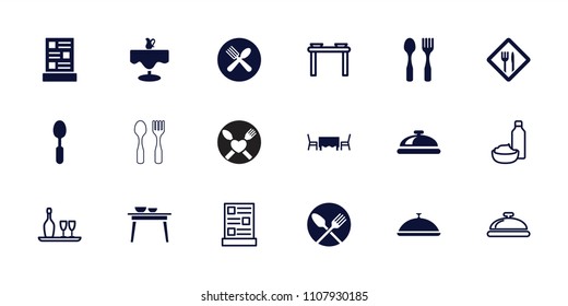 Dining icon. collection of 18 dining filled and outline icons such as dish, spoon, restaurant, menu. editable dining icons for web and mobile.