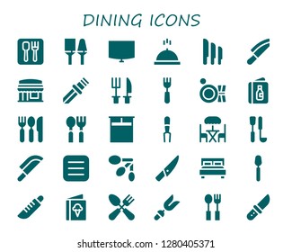  dining icon set. 30 filled dining icons. Simple modern icons about  - Restaurant, Utensils, Night stand, Meal, Knives, Knife, Cutlery, Fork, Plate, Menu, Spoon, Double bed, Terrace
