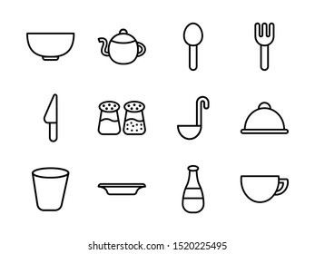 Dining Icon Set Outline Style