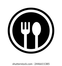 Dining icon. Tableware with spoon and fork. Flat vector design illustration isolated on background.