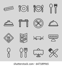 Dining icons set. set of 16 dining outline icons such as spoon and fork 