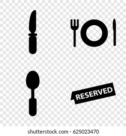 Dining icons set. set of 4 dining filled icons such as spoon, knife, plate fork and spoon
