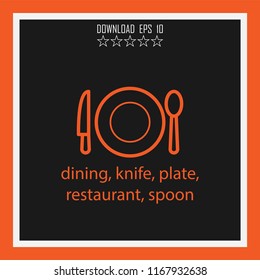 dining, knife, plate, restaurant, spoon  vector icon