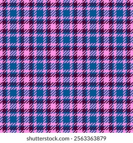 Dining plaid pattern fabric, hotel check texture tartan. Kitchen textile background seamless vector in pink and cyan colors palette.