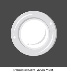 Dining plate flat vector illustration. Cute white ceramic dining kitchen plate cartoon vector illustration for graphic design and decorative element