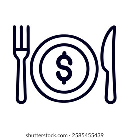 A dining plate icon symbolizing food business economy