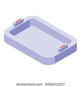 Dining rectangle food tray icon isometric vector. Serving cookery platter. Plastic restaurant meal holder