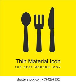 Dining room cutlery set of three pieces in silhouettes bright yellow material minimal icon or logo design