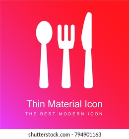 Dining room cutlery set of three pieces in silhouettes red and pink gradient material white icon minimal design