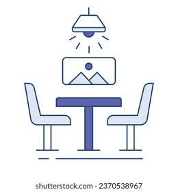 Comedor Elegancia, Comodidad A La Hora De La Comida. El icono de la sala simboliza la elegancia de un comedor bien acondicionado y la comodidad de las comidas compartidas.