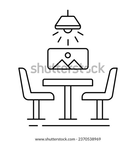 Dining Room Elegance, Mealtime Comfort. The dining room icon symbolizes the elegance of a well appointed dining space and the comfort of shared meals.