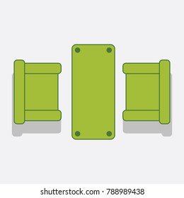 Dining Room With Green Concept Sofa and Chairs Vector