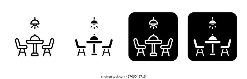 Dining Room Icon Line and Black Fill Style Collection
