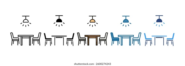 Dining Room Icon Set Multiple Style Collection