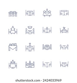 Dining room icon set. Thin line icon. Editable stroke. Containing table, chair, diningtable, diningroom, dinnertable, dinner.