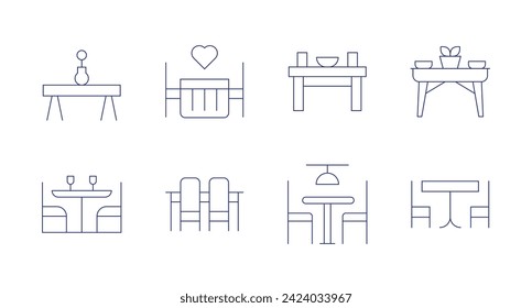 Dining room icons. Editable stroke. Containing table, romanticdate, dinnertable, diningroom.