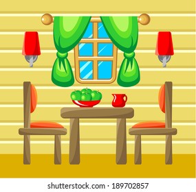 Dining room interior. vector.