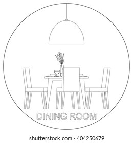 Dining room interior . Vector illustration.