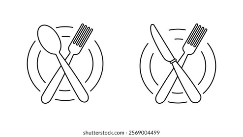 Dining room logo icons. Linear style. Vector icons.