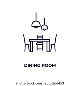 dining room  outline icon. Linear vector from furniture concept. Thin line dining room  icon isolated on white background