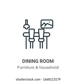 Dining room outline vector icon. Thin line black dining room icon, flat vector simple element illustration from editable furniture and household concept isolated stroke on white background