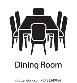 dining room table and chairs silhouette on white background