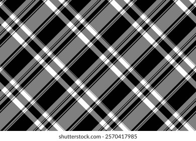 Dining room texture fabric vector, graceful plaid check seamless. Gift card tartan pattern background textile in gray and black colors.