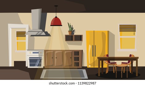 dining room vector illustration 