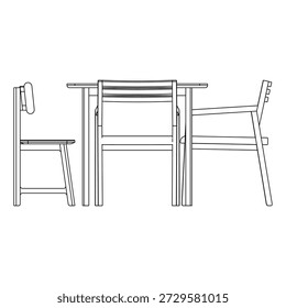Dining set with four armchairs and a bench featuring a modern, functional design. Balanced proportions and flexible seating make it ideal for contemporary dining spaces.