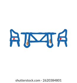 dining set outdoor furniture doodle icon sketch vector. dining set outdoor furniture sign. isolated symbol illustration