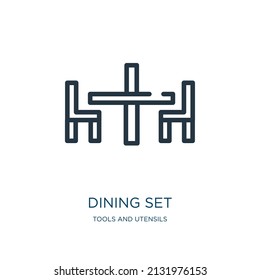 dining set thin line icon. dining, restaurant linear icons from tools and utensils concept isolated outline sign. Vector illustration symbol element for web design and apps.