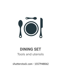 Dining set vector icon on white background. Flat vector dining set icon symbol sign from modern tools and utensils collection for mobile concept and web apps design.