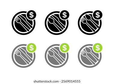 Dining sign set icons. Flat and silhouette style. Vector icons.