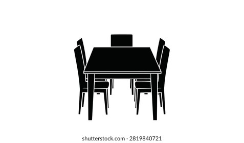 Dining table and chairs black silhouette furniture