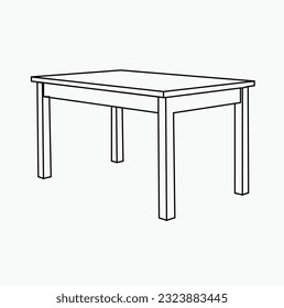 Mesita y sillas de estilo Art Deco. Mobiliario de comedor de estilo clásico, esbozo lineal negro aislado en fondo blanco. Ilustración vectorial.